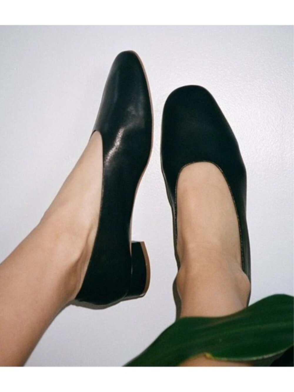 Jeffrey Campbell Black Genuine Leather Square Toe Ballet Flats Low Heel 6.5